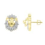 MEN'S EARRING 1/4 CT ROUND DIAMOND 10K YELLOW GOLD