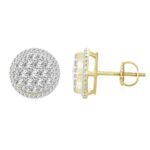 MEN'S EARRING 1 CT ROUND DIAMOND 10K YELLOW GOLD