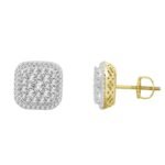 MEN'S EARRING 1 CT ROUND DIAMOND 10K YELLOW GOLD
