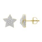MEN'S EARRING 3/4 CT ROUND DIAMOND 10K YELLOW GOLD