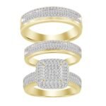 LADIES TRIO SET 1 CT ROUND/BAGUETTE DIAMOND 10KYELLOW GOLD