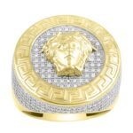 MEN'S RING 1 1/4 CT ROUND DIAMOND 10K YELLOW GOLD