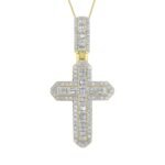 MEN'S CROSS 1 CT ROUND DIAMOND 10K YELLOW GOLD