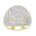 MEN'S RING 2 CT ROUND/BAGUETTE DIAMOND 10K YELLOW GOLD