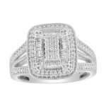 LADIES DIAMOND RING 1/3 CT ROUND/BAGUETTE DIAMOND 10K WHITE GOLD