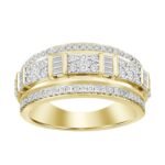 LADIES DIAMOND BAND 1 CT ROUND/BAGUETTE DIAMOND 10K YELLOW GOLD