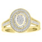 LADIES DIAMOND RING 1/3 CT ROUND/BAGUETTE DIAMOND 10K YELLOW GOLD