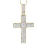 MEN'S CROSS 1 CT ROUND/BAGUETTE DIAMOND 10K YELLOW GOLD