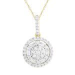 LADIES DIAMOND PENDANT 1/3 CT ROUND/BAGUETTE DIAMOND 10K YELLOW GOLD