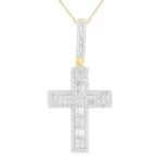 MEN'S CROSS 1 CT ROUND/BAGUETTE DIAMOND 10K YELLOW GOLD