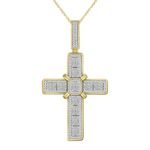 MEN'S CROSS 1 CT ROUND/BAGUETTE DIAMOND 10K YELLOW GOLD
