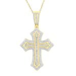 MEN'S CROSS 1 1/2CT ROUND/BAGUETTE DIAMOND 10K YELLOW GOLD