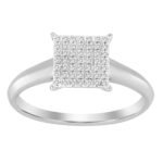 LADIES ENGAGEMENT RING 1/10 CT ROUND DIAMOND 10K WHITE GOLD