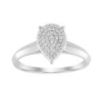 LADIES ENGAGEMENT RING 1/10 CT ROUND DIAMOND 10K WHITE GOLD