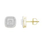 LADIES EARRING 1/2 CT ROUND/BAGUETTE DIAMOND 10K YELLOW GOLD