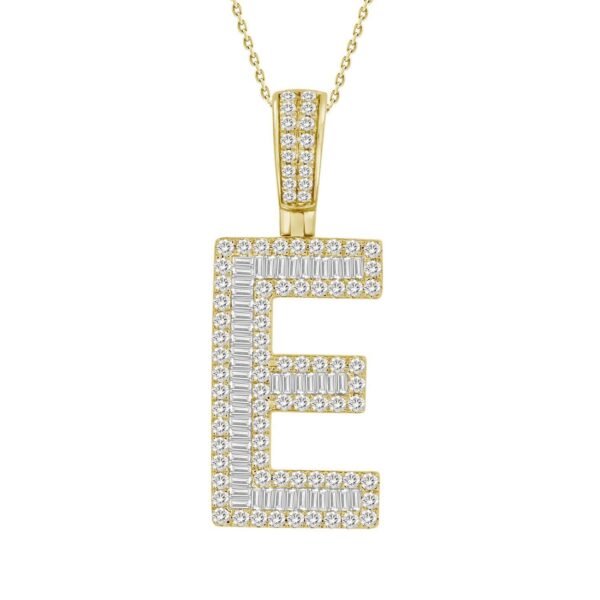MEN'S PENDANT 1 1/2 CT ROUND/BAGUETTE DIAMOND 14K YELLOW GOLD