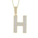 MEN'S PENDANT 1 1/2 CT ROUND/BAGUETTE DIAMOND 14K YELLOW GOLD