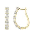 LADIES HOOPS 3/4 CT ROUND DIAMOND 10K YELLOW GOLD