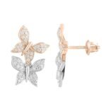 LADIES EARRING 1/4 CT ROUND DIAMOND 10K WHITE/ROSE GOLD