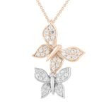 LADIES PENDANT 1/5 CT ROUND DIAMOND 10K WHITE/ROSE GOLD