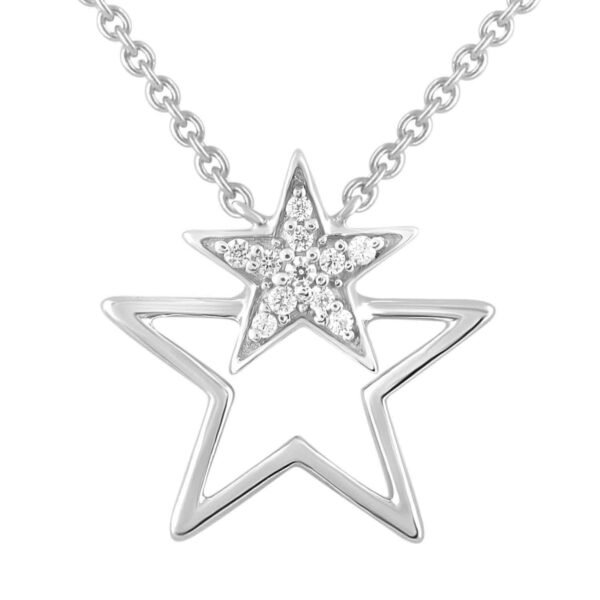 LADIES PENDANT 1/20 CT  ROUND DIAMOND 10K WHITE GOLD