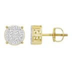 MEN'S EARRINGS 1/2 CT ROUND DIAMOND 10K YELLOW GOLD