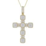 MEN'S PENDANT 2 CT ROUND/BAGUETTE DIAMOND 10K YELLOW GOLD