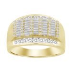 MEN'S RING 1 CT ROUND/BAGUETTE DIAMOND 10K YELLOW GOLD