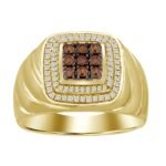 MEN'S RING 1/2 CT ROUND DIAMOND 10K YELLOW GOLD