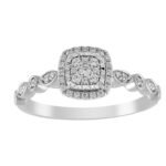 LADIES RING 1/5 CT ROUND DIAMOND 10K WHITE GOLD