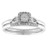 LADIES BRIDAL RING SET 1/5 CT ROUND DIAMOND 10K WHITE GOLD