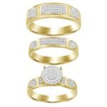 LADIES TRIO SET 1/4 CT ROUND DIAMOND 10K YELLOW GOLD