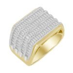 MEN'S RING 2 CT ROUND/BAGUETTE  DIAMOND 10K YELLOW GOLD