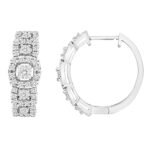 LADIES HOOPS 1/2 CT ROUND DIAMOND 10K WHITE GOLD