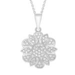 LADIES PENDANT 1/4 CT ROUND DIAMOND 10K WHITE GOLD