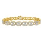 LADIES BRACELET 1/4 CT ROUND DIAMOND YELLOW PLATED SILVER
