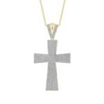 MEN'S CROSS 2 CT ROUND DIAMOND 10K YELLOW GOLD