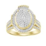 LADIES RING 1/2 CT ROUND/BAGUETTE DIAMOND 10K YELLOW GOLD