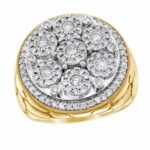 MEN'S RING 1 1/2 CT ROUND DIAMOND 10K YELLOW GOLD