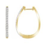 LADIES HOOPS 1/2 CT ROUND DIAMOND 10K YELLOW GOLD