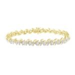 LADIES BRACELET 3 CT ROUND/BAGUETTE DIAMOND 10K YELLOW GOLD