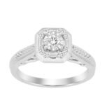 LADIES RING 1/4 CT ROUND/BAGUETTE DIAMOND 10K WHITE GOLD