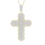 MEN'S CROSS 2 CT ROUND/BAGUETTE DIAMOND 10K YELLOW GOLD