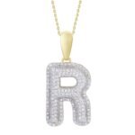 MEN'S PENDANT 3/8 CT ROUND DIAMOND 10K YELLOW GOLD