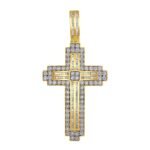 MEN'S CROSS 1 1/2 CT ROUND DIAMOND 10K YELLOW GOLD