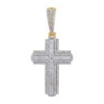 MEN'S CROSS 1 CT ROUND DIAMOND 10K YELLOW GOLD