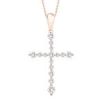 LADIES PENDANT 3/4 CT ROUND DIAMOND 10K ROSE GOLD