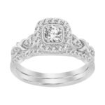 LADIES BRIDAL RING SET 1/2 CT ROUND DIAMOND 14K  WHITE GOLD