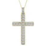 MEN'S CROSS 3 CT ROUND/BAGUETTE DIAMOND 10K YELLOW GOLD