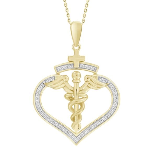 MEN'S CHARM 1/10 CT ROUND DIAMOND 10K YELLOW GOLD